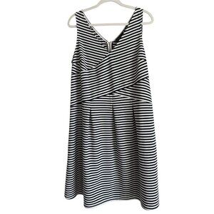 LANE BRYANT Women’s Sleeveless‎ Double V-Neck Dress Navy/White Stripes Size 18